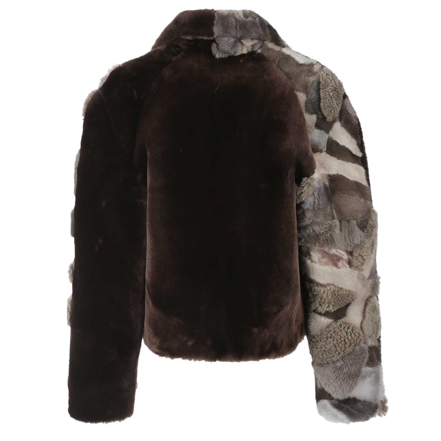 Short Brown Lamb and fur Jacket
