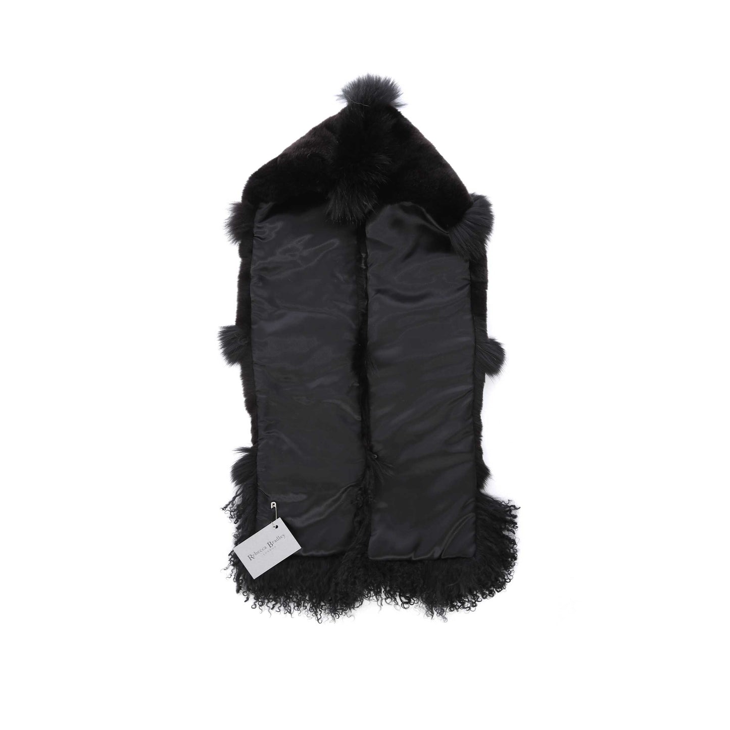 Black Striped Rex, lamb and Fox Fur Scarf