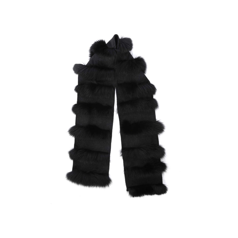 Charcoal Fox Fur strip Scarf