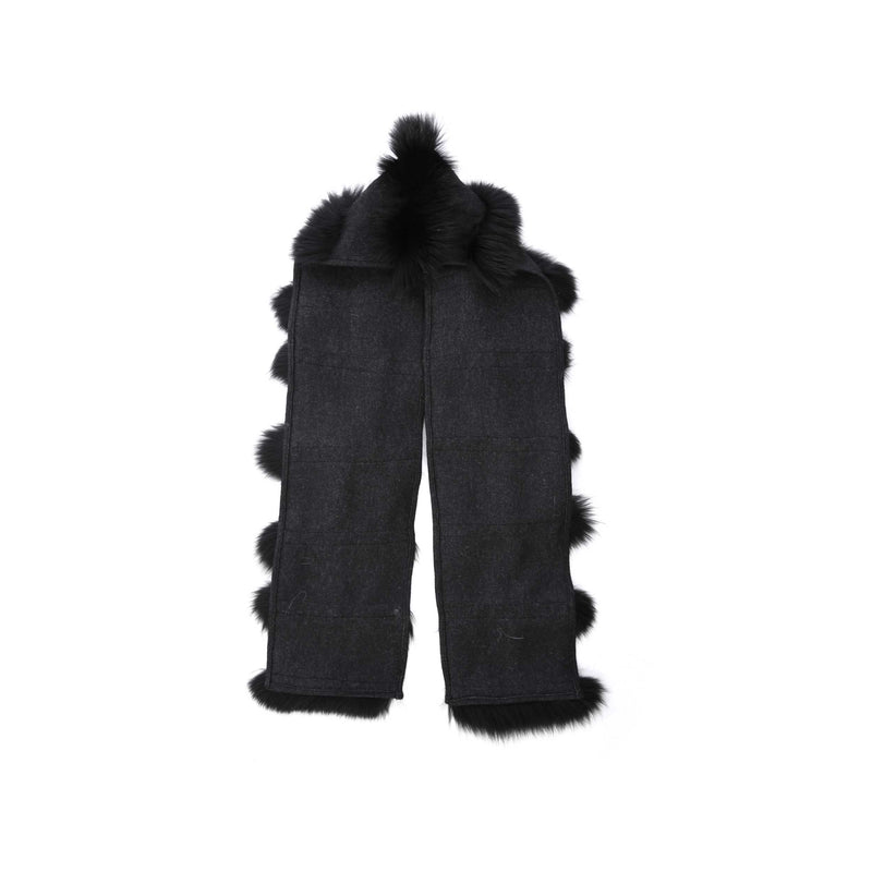 Charcoal Fox Fur strip Scarf