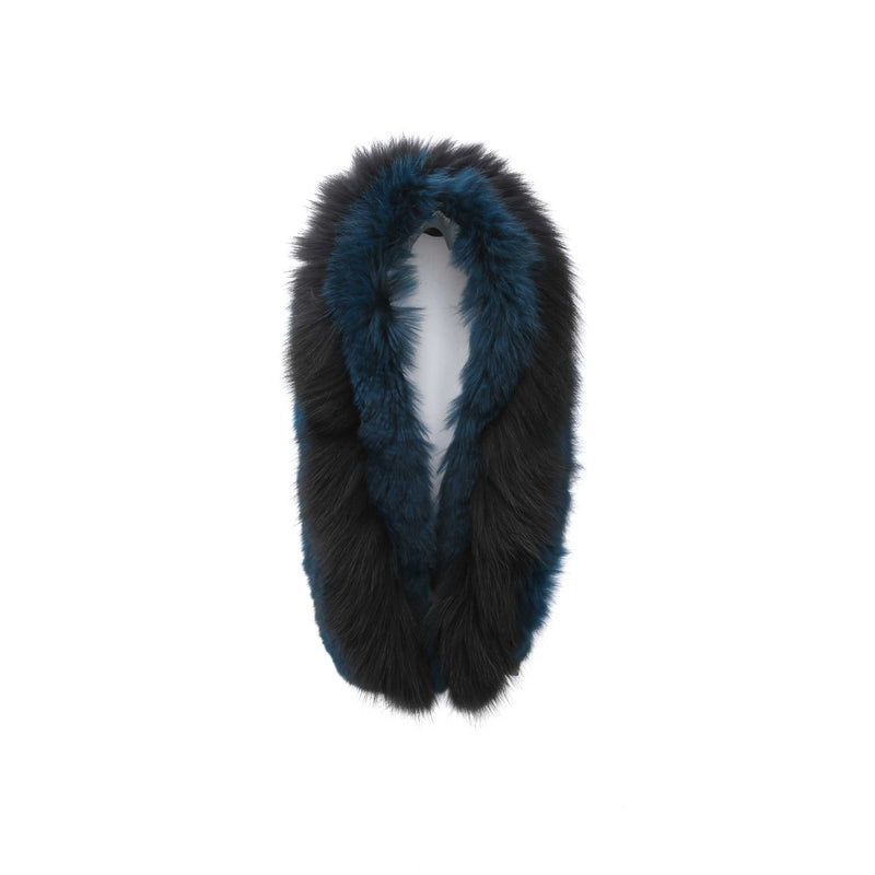 Black fox and Blue Rex Fur Scarf