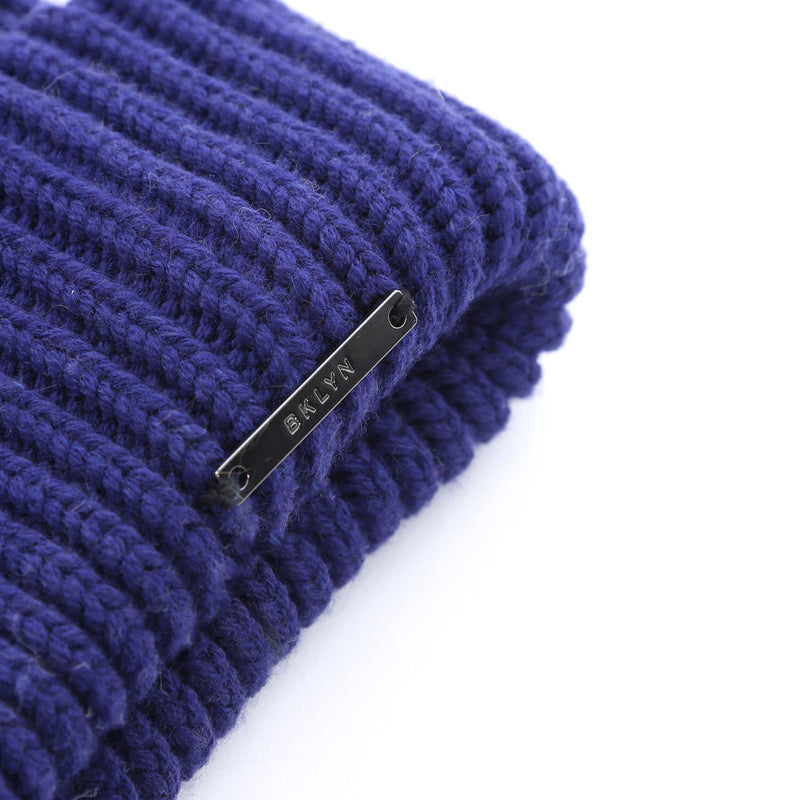 Blue Merino wool, and Raccoon Pom Bobble Hat