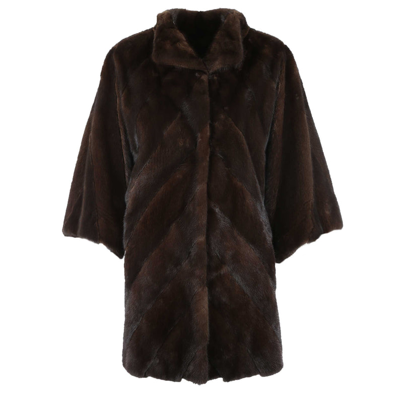 Brown Batwing Mink Cape Coat