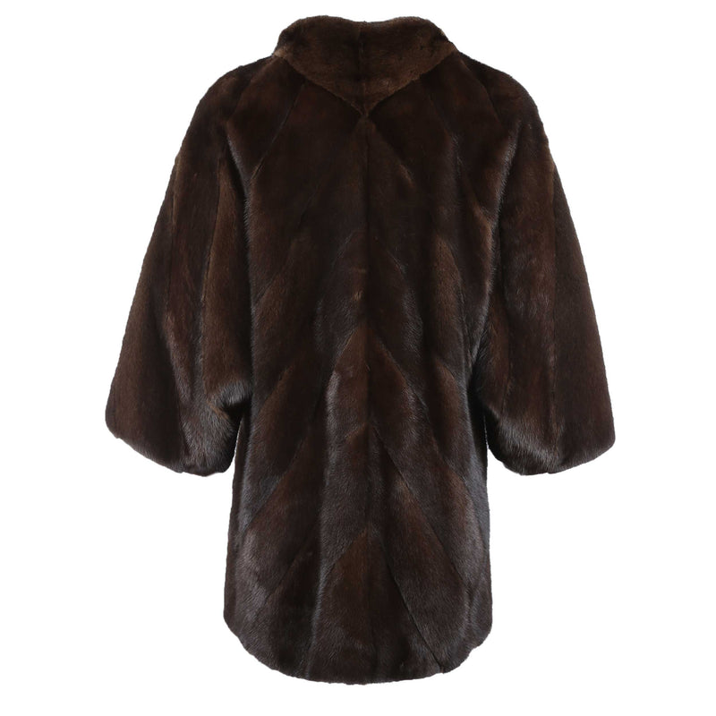 Brown Batwing Mink Cape Coat