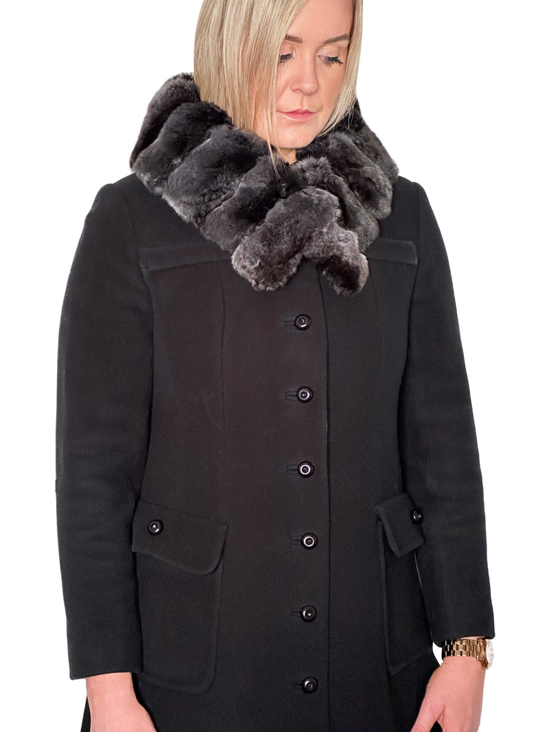 Slate grey chinchilla scarf