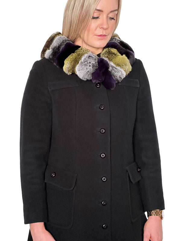 Green purple and grey chinchilla scarf