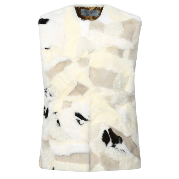 White Fur combination Gilet