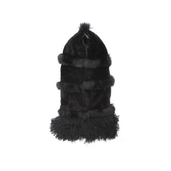 Black Striped Rex, lamb and Fox Fur Scarf