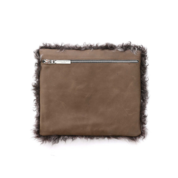 Brown and white tip Lamb Wallet bag