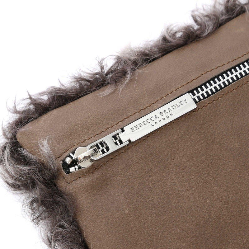 Brown and white tip Lamb Wallet bag