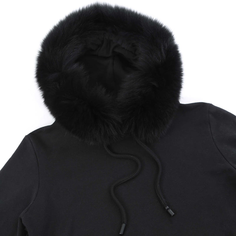 Black Fur Trim Hoodie