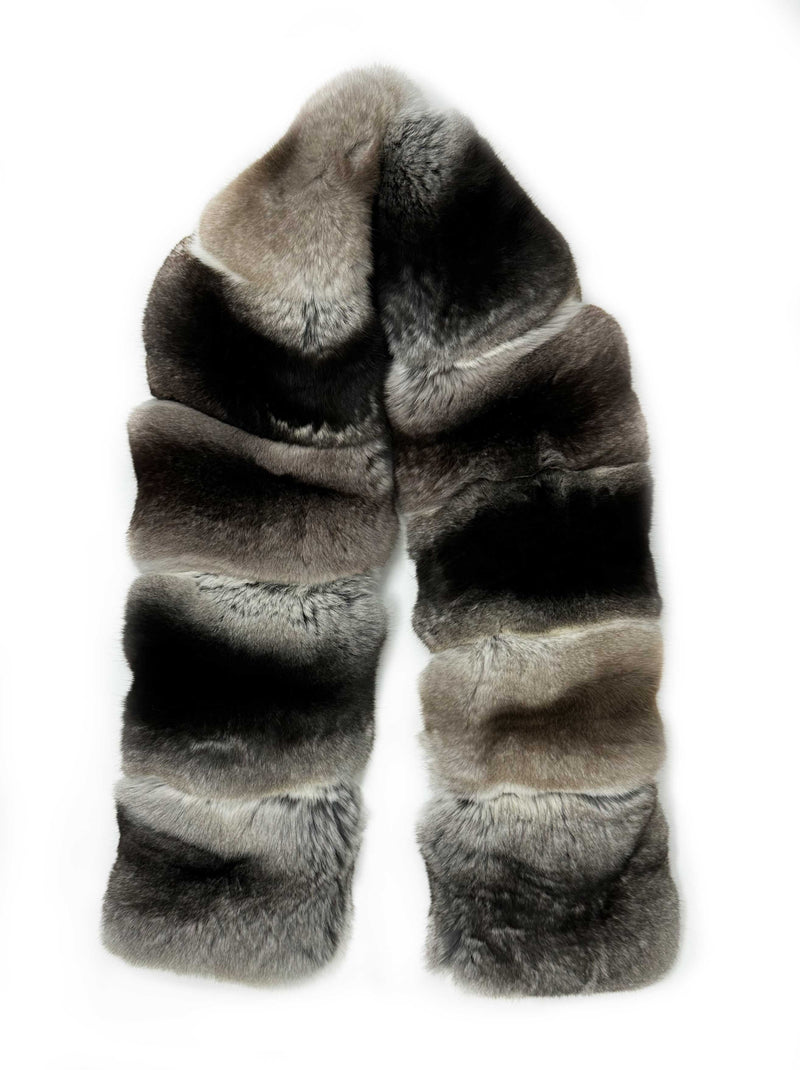Natural brown and grey chinchilla scarf