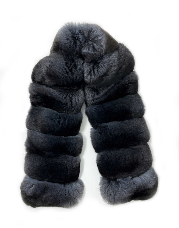 Slate grey chinchilla scarf