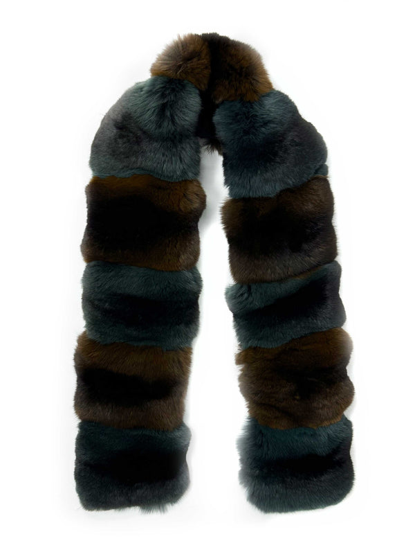 Green and brown autumn chinchilla scarf
