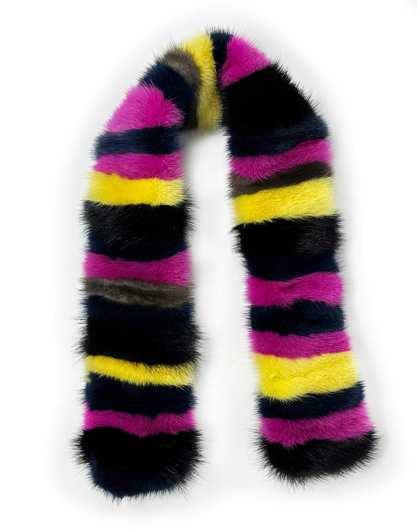 Mink stripe mini collar scarf