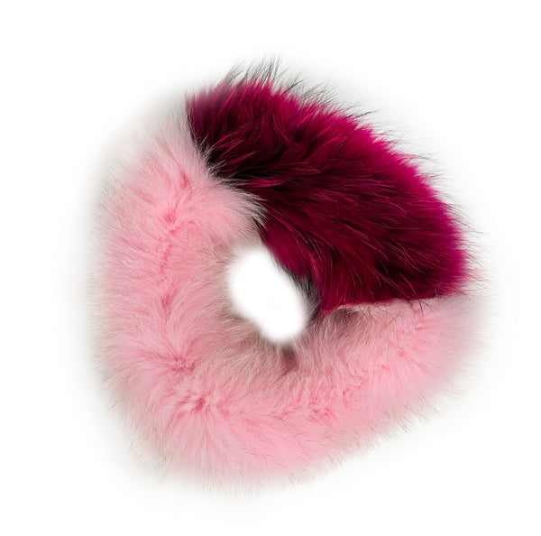 Baby pink fox and dark pink raccoon Mini boa scarf