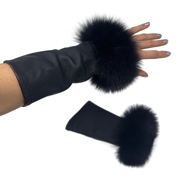 Black fox and Leather cuffs